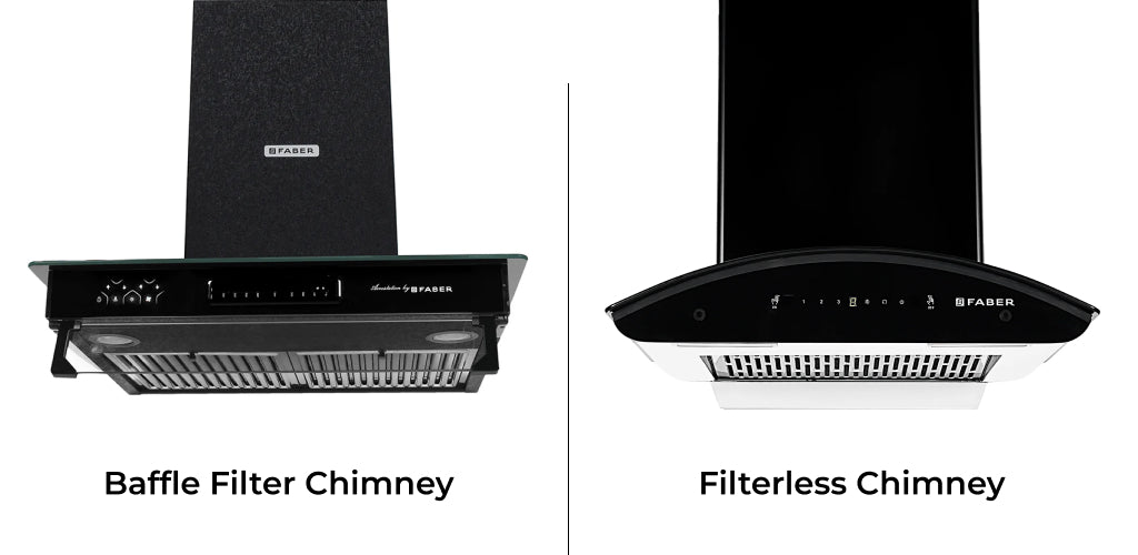 Baffle filter chimney vs Filterless chimney