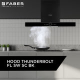 Black Striaght Glass Kitchen Chimney