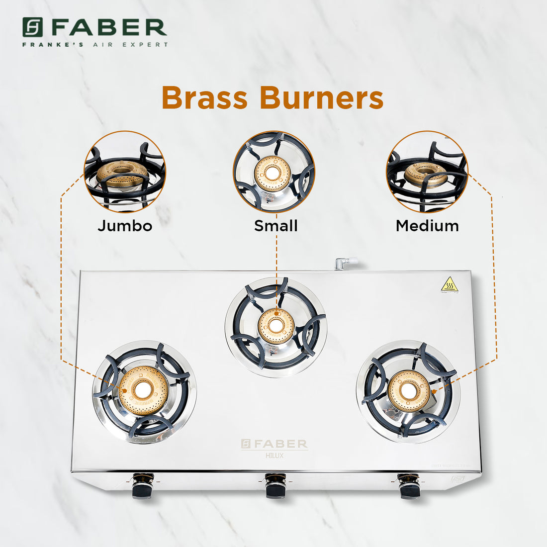 Buy Faber Hob Cooktop HILUX MAX 3 Brass Burner SS Online at Best Price Buy now at ₹ 11,050