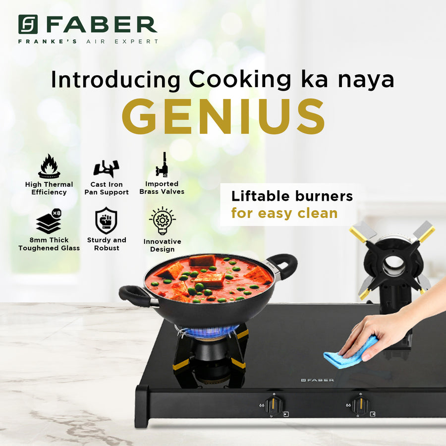 Buy Faber Best 2 Burner GENIUS 752 BK Cooktop Online - Buy now at