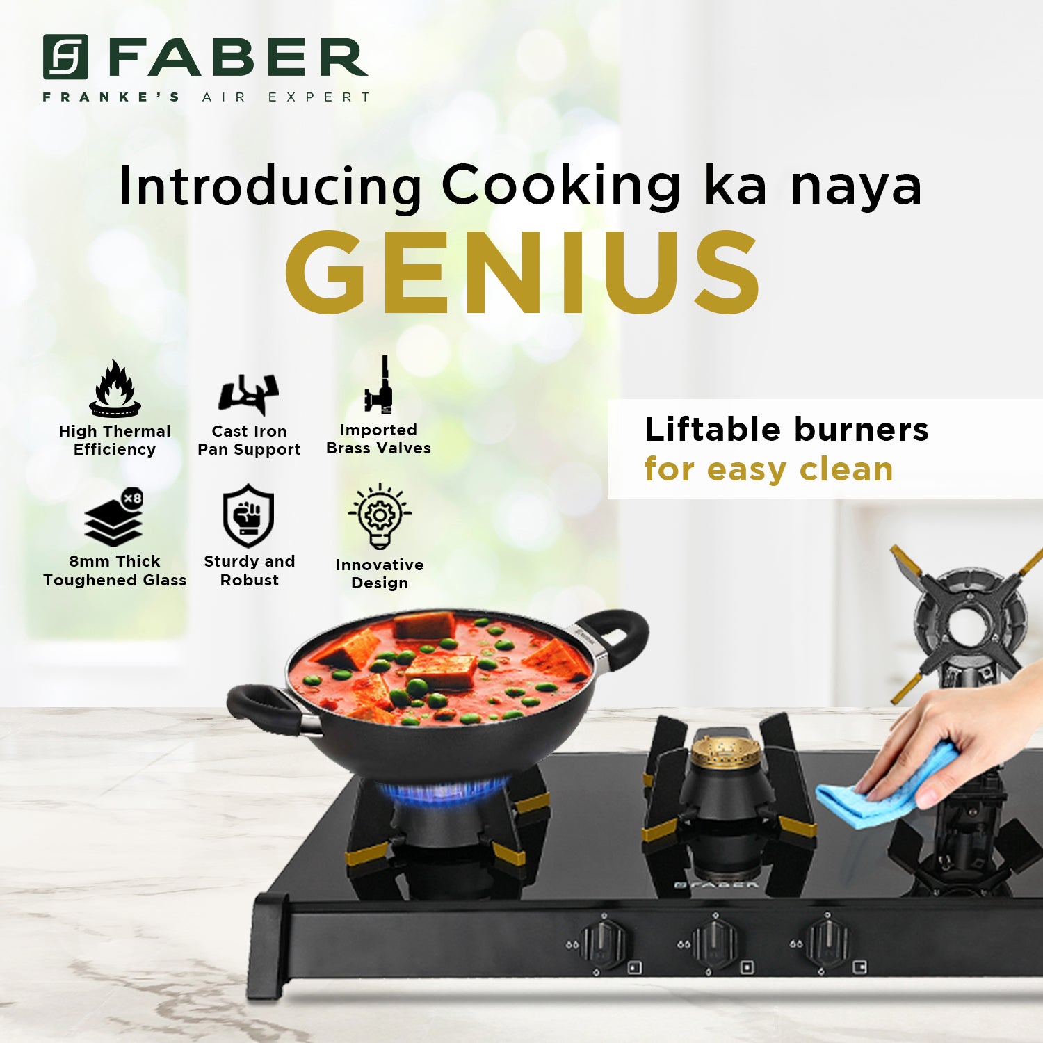 Buy Faber Best 3 Burner GENIUS 753 AI BK Cooktop Online - Buy now at ...