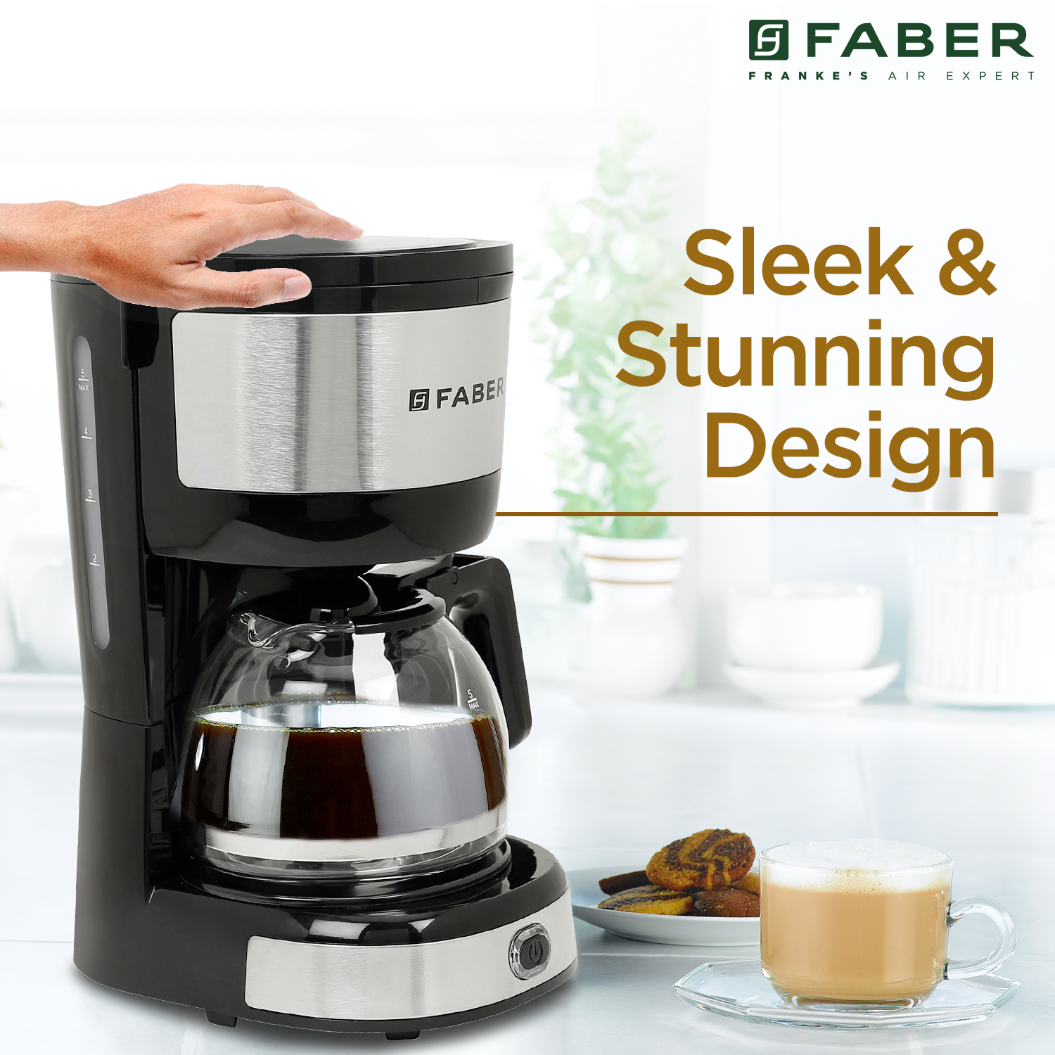 Buy DRIP COFFEE MACHINE FCM 0.6L SS BK Small Appliances Online Faber India Buy now at 2 599
