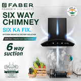 Auto Clean, 6 Way Suction Chimney