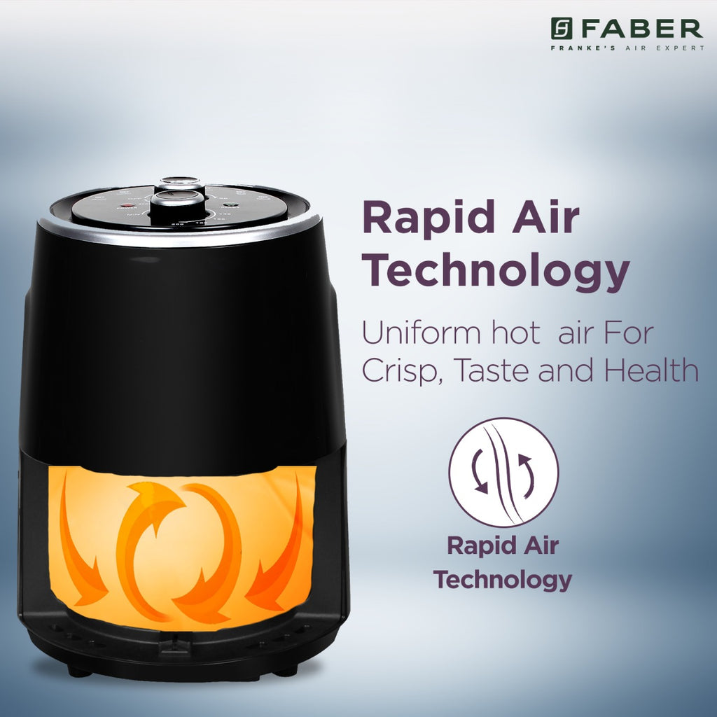 Buy FAF2.0 BK 2L Hot Air Fryer 1300W Air Fryer Online Faber India