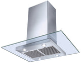 Faber Ceiling Mounted | 3 Layer Baffle Filter Chimney- HOOD GLASSY ISOLA PLUS LTW 90cm Chimney, Stainless Less Steel, Flat Glass, Smart Led Lamp| 1000m3/hr Chimney suction Power