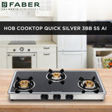 Faber India HOB COOKTOP QUICK SILVER 3BB SS AI Hobtop For Kitchen