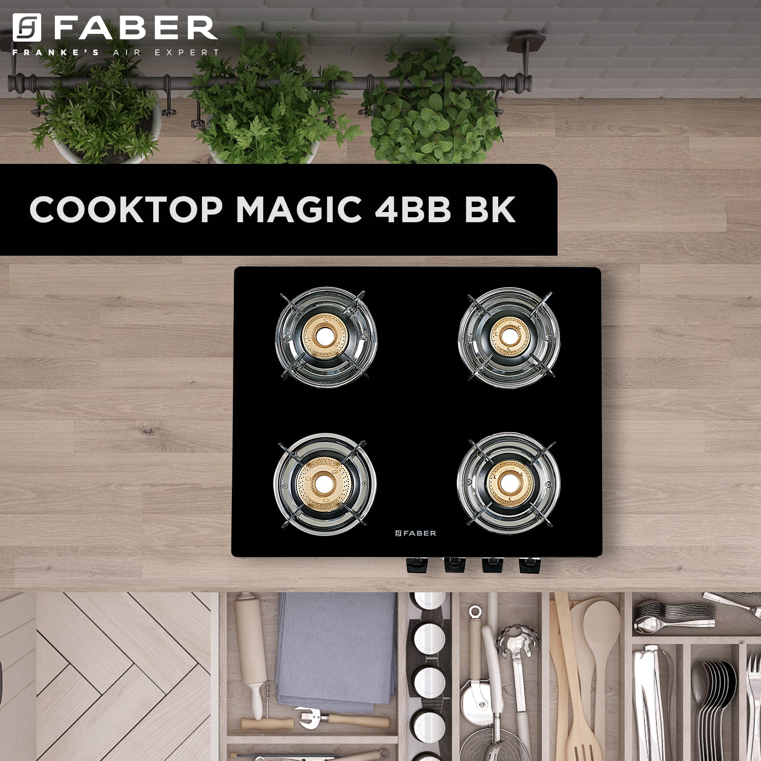 Buy HOB COOKTOP MAGIC 4BB BK Hobtop Online Faber India Buy now at