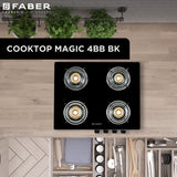 Faber India  HOB COOKTOP MAGIC 4BB BK  Hobtop For Kitchen