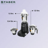Faber India FMG VOGUE 600 W 3J NERO Mixer grinder For Kitchen
