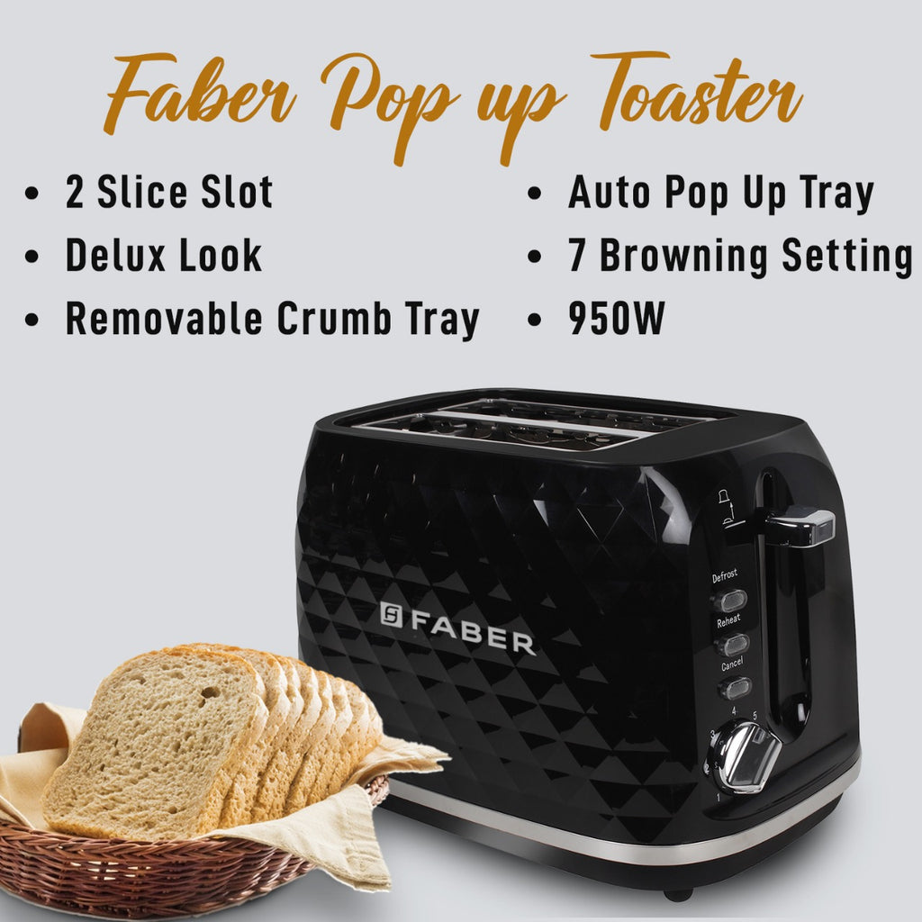 Shop Faber 950W DLX Black Best Pop up Toaster Online Buy now at ₹ 2,399