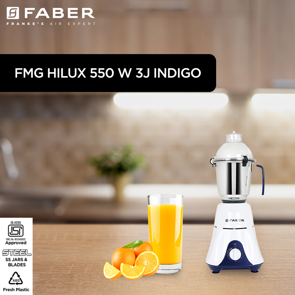 Faber mixer grinder with 3 jar 550W, stainless steel blades mixer
